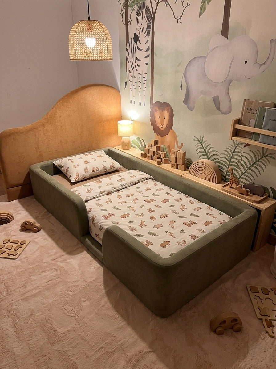 Toddler floor bed velvet material soft and safe