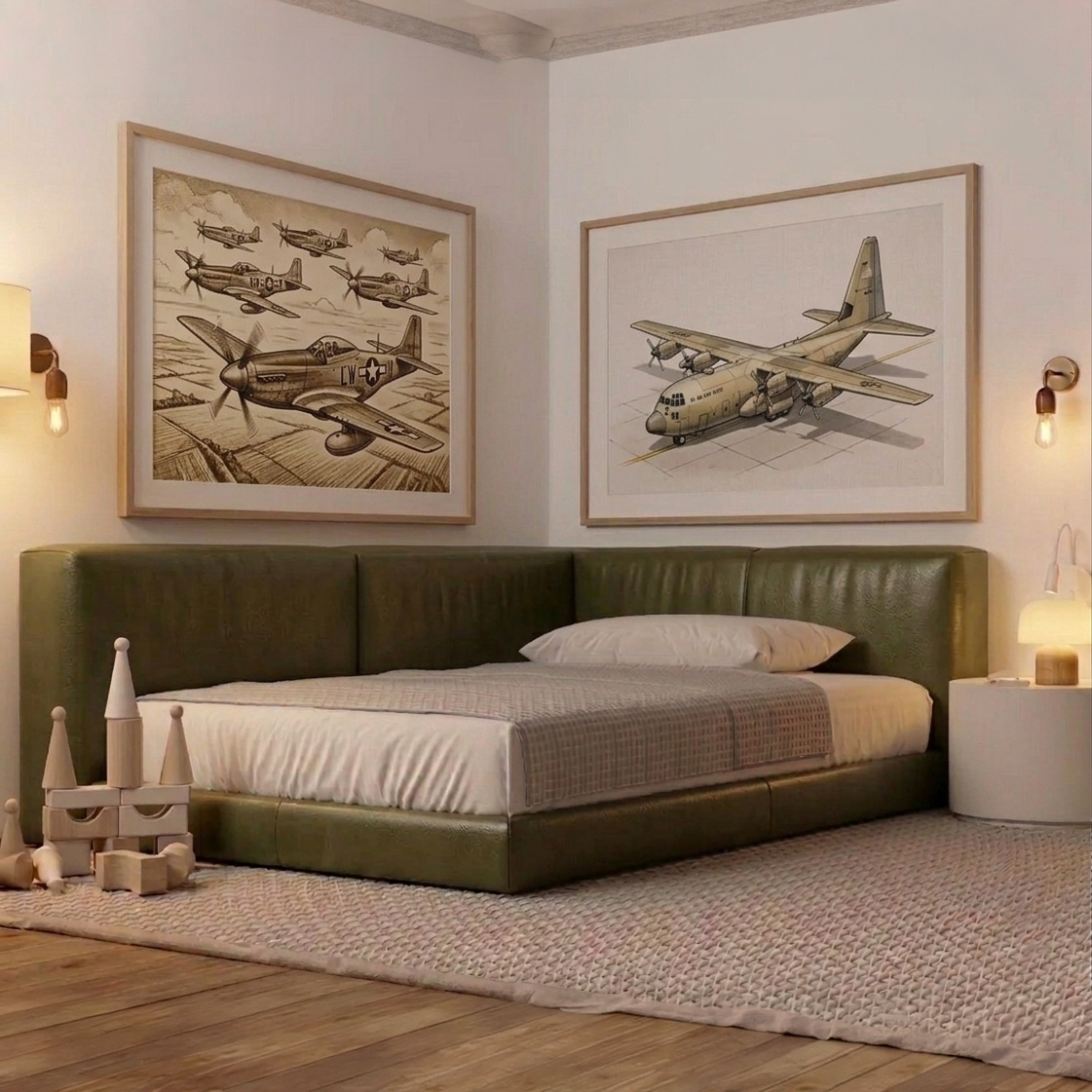 Kids Corner Bed Base - Faux Leather