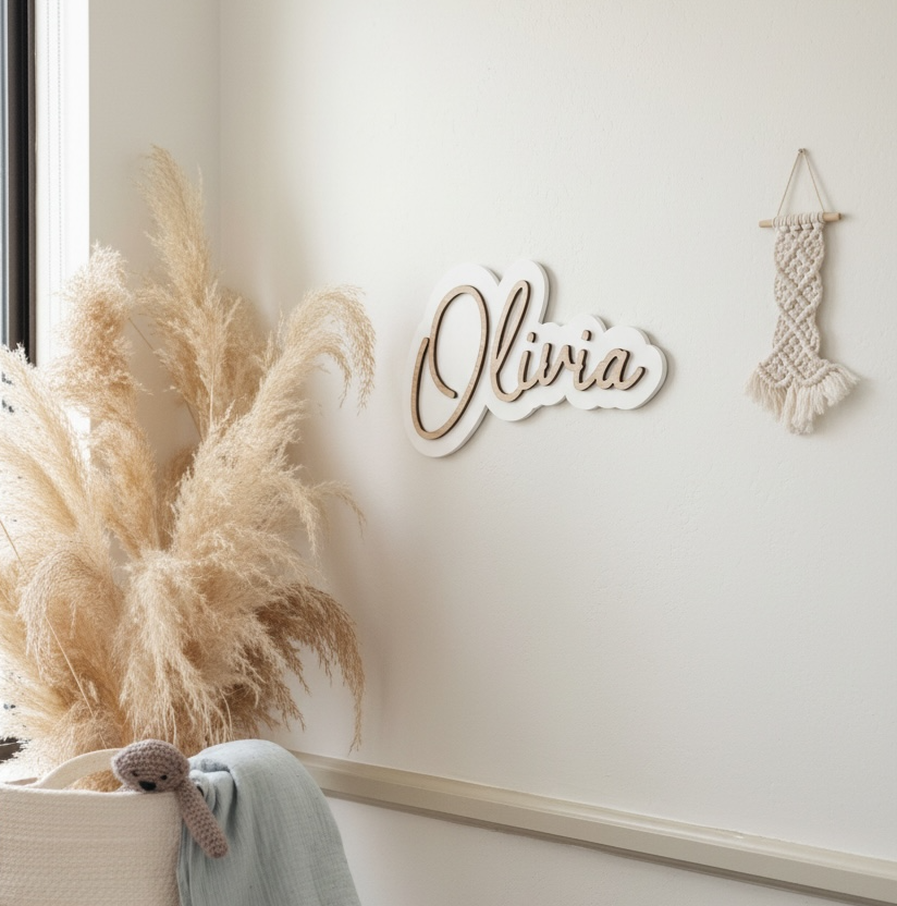 Red Oak Wood on Acrylic Custom Name