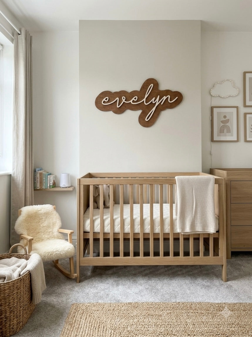 Walnut veneer mounted with acrylic name plaque