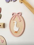Oval Goose & Pink Bow Wall Decal