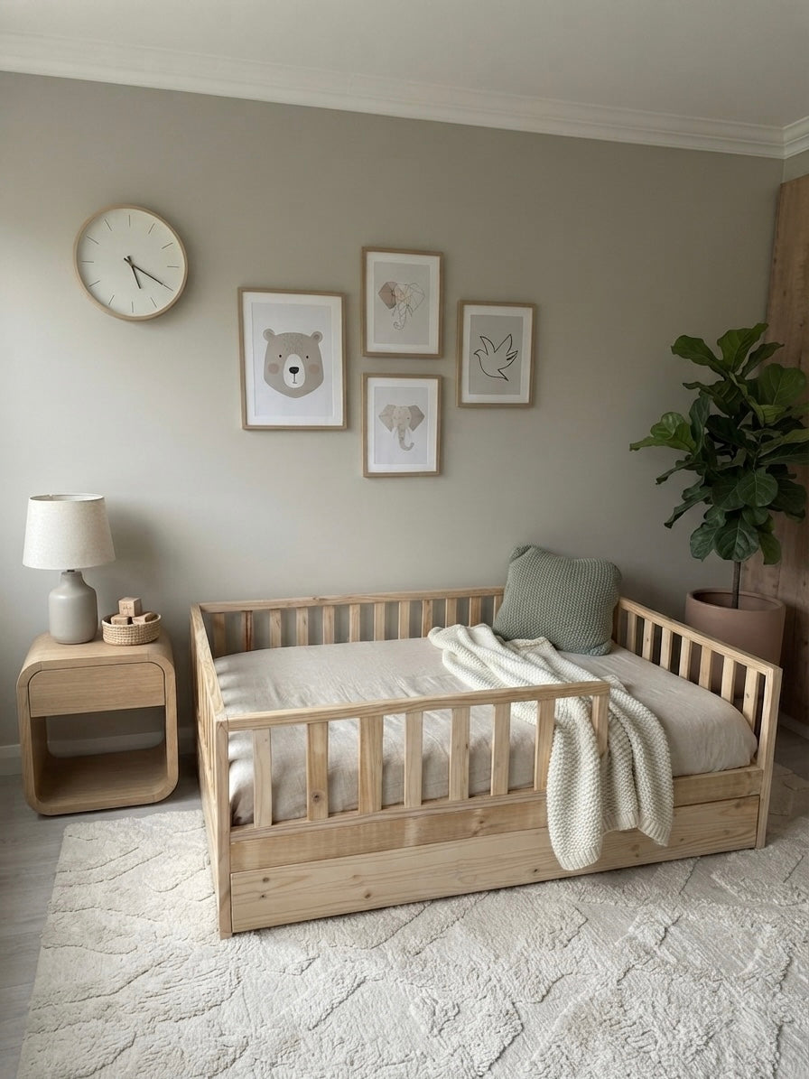 Wooden Floor Bed Base & Under Storage
