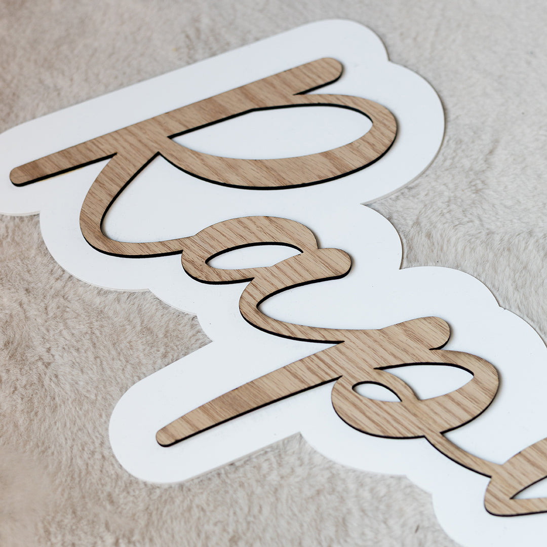 Red Oak Wood on Acrylic Custom Name