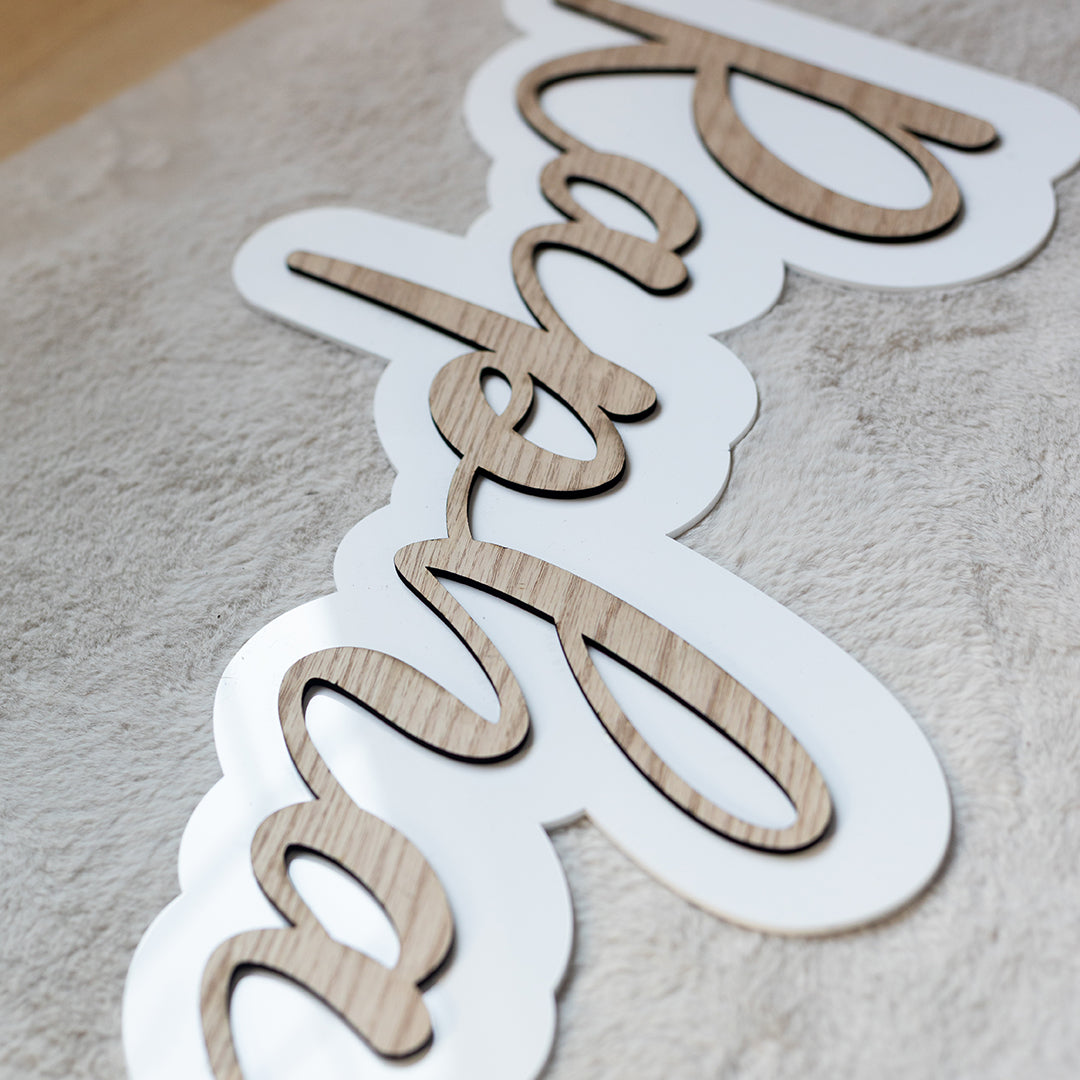 Red Oak Wood on Acrylic Custom Name