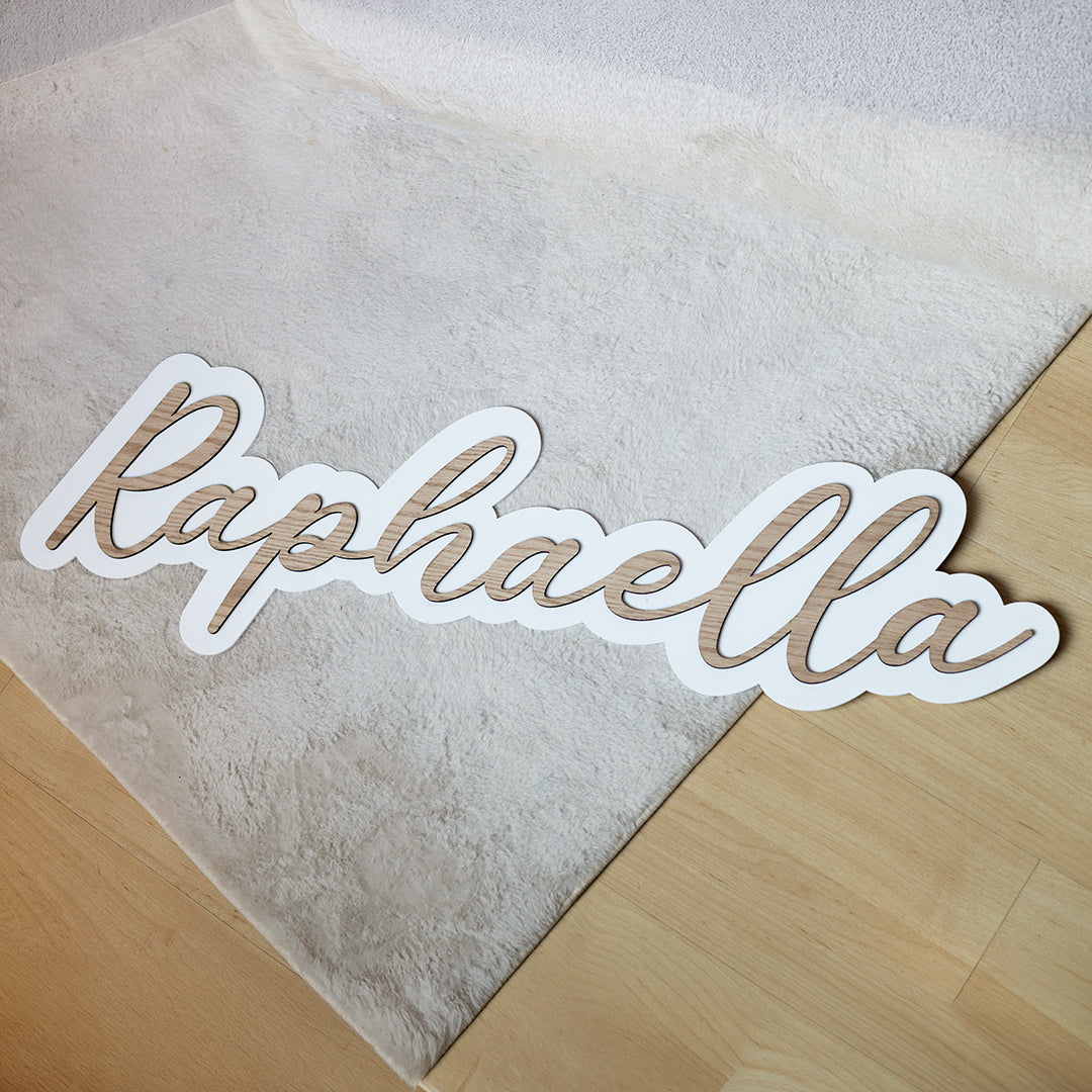 Red Oak Wood on Acrylic Custom Name