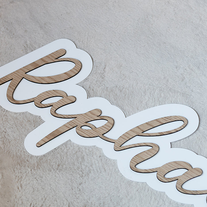 Red Oak Wood on Acrylic Custom Name