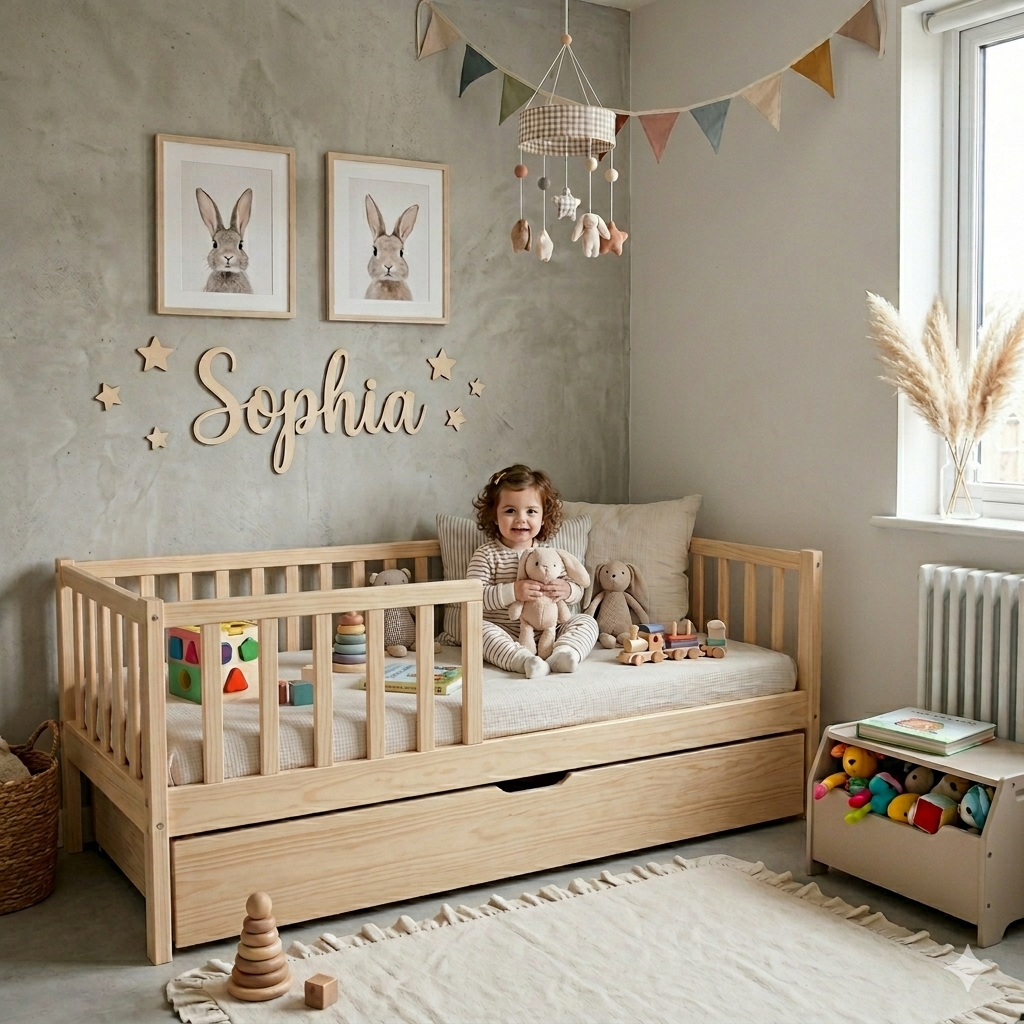 Wooden Floor Bed Base & Under Draw