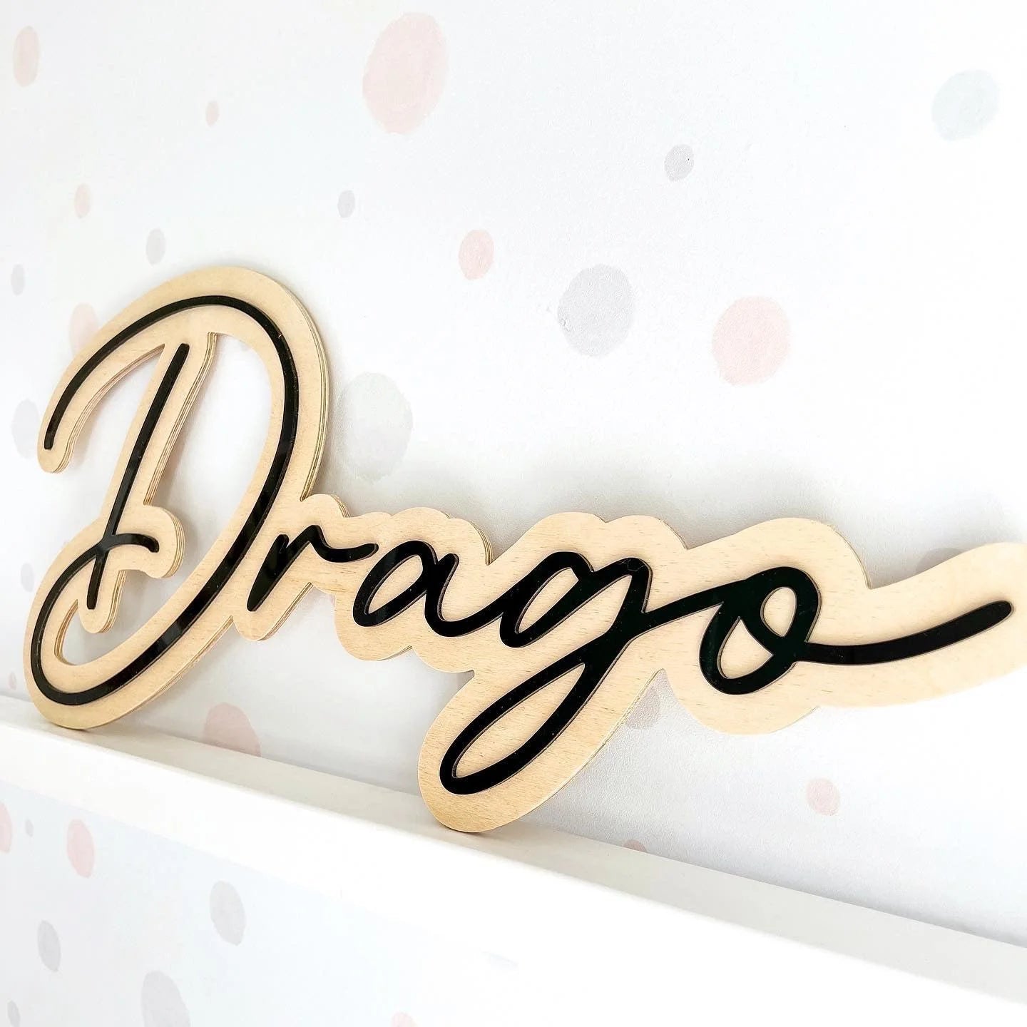 Acrylic on light wood custom name