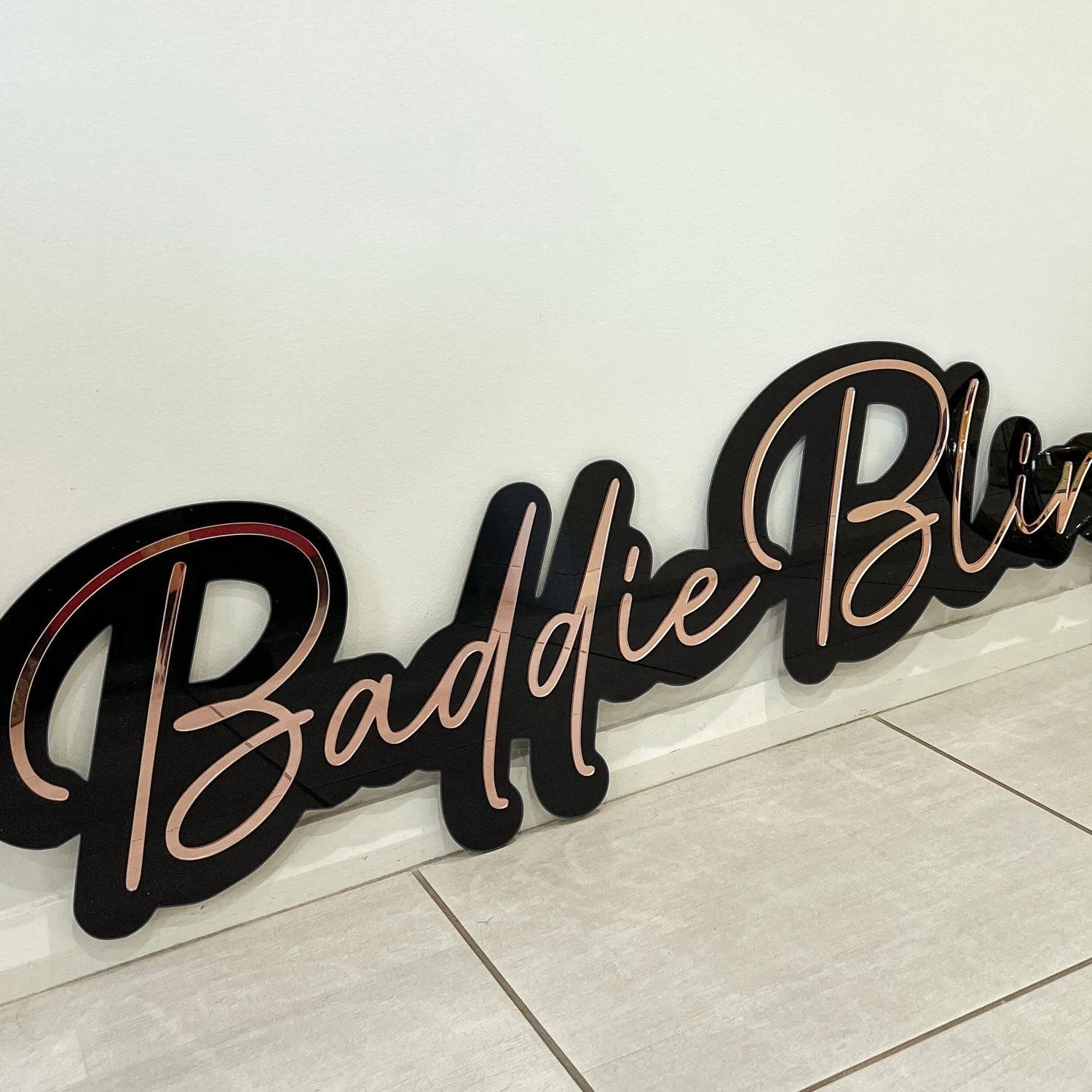 Metallic Acrylic on Matte Wood Custom Name