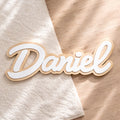 Acrylic on light wood custom name