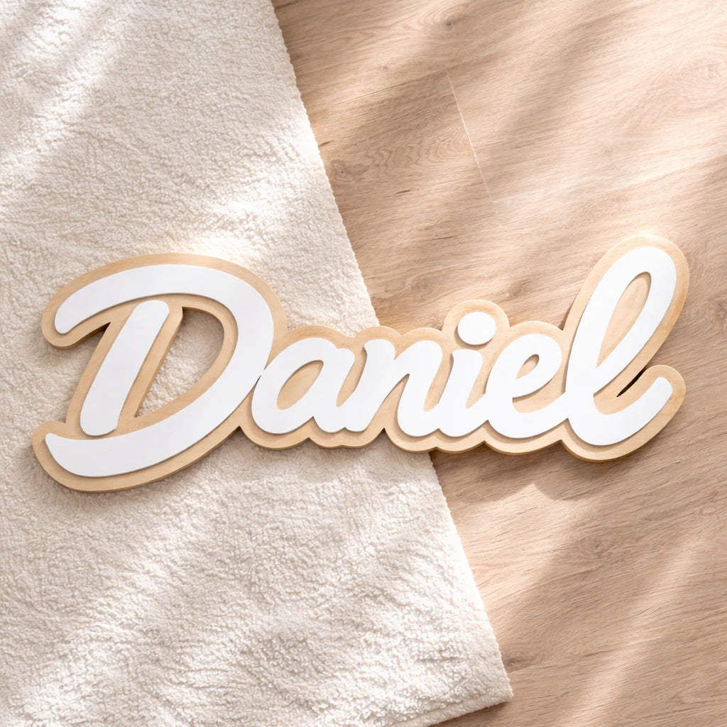 Acrylic on light wood custom name