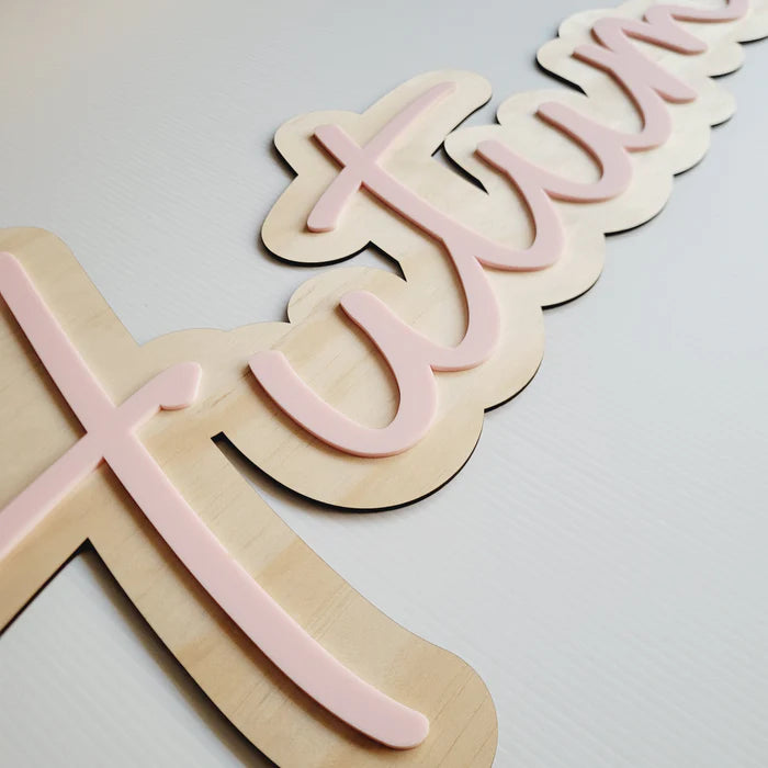 Acrylic on light wood custom name